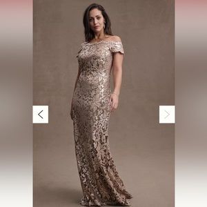 Tadashi Shoji Odette Off-Shoulder Sequin Mesh Column Gown